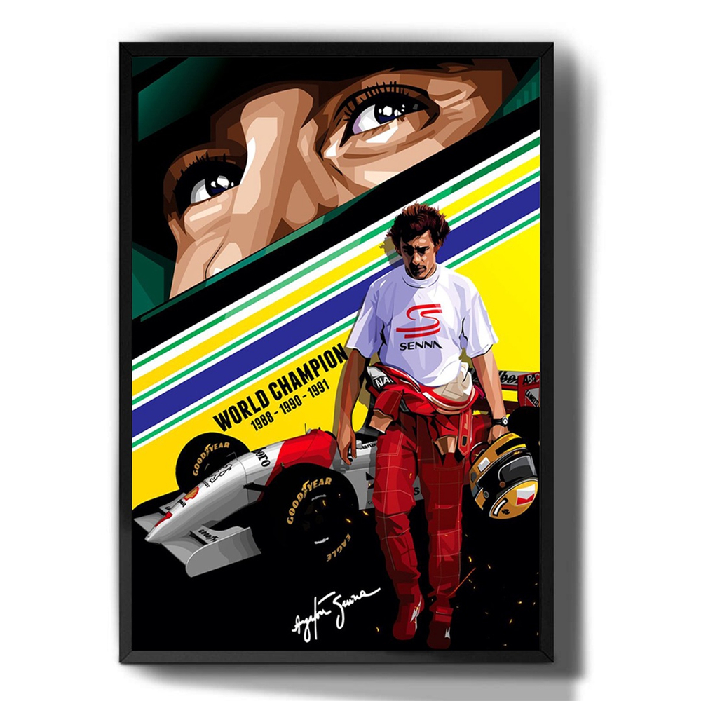 Quadro Decorativo Ayrton Senna Piloto Famoso Desenho Para Sala Quarto