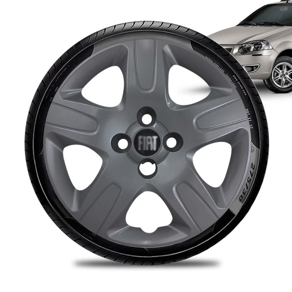 Calota Fiat Weekend Aro 14 Grafite Fosca Emblema Preto No Shoptime