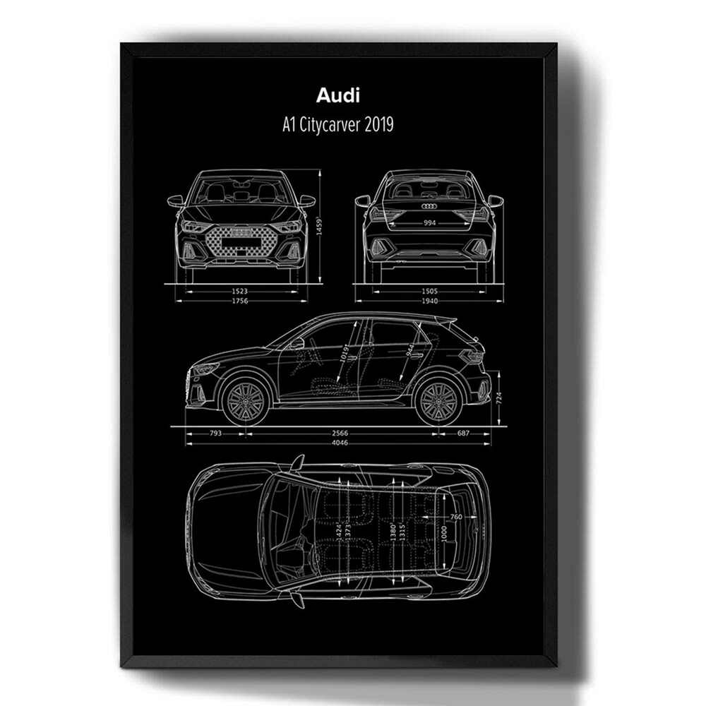 Quadro Decorativo Emoldurado Audi A1 Citycarver Desenho Carro Para