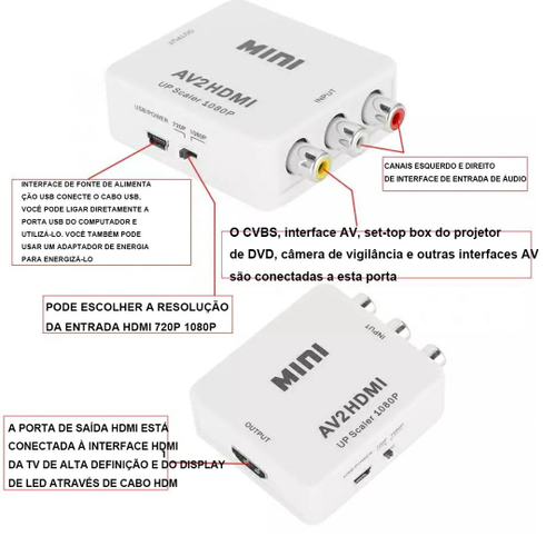 Mini Adaptador Conversor de rca 2AV Para hdmi Lotus LT 324 em Promoção