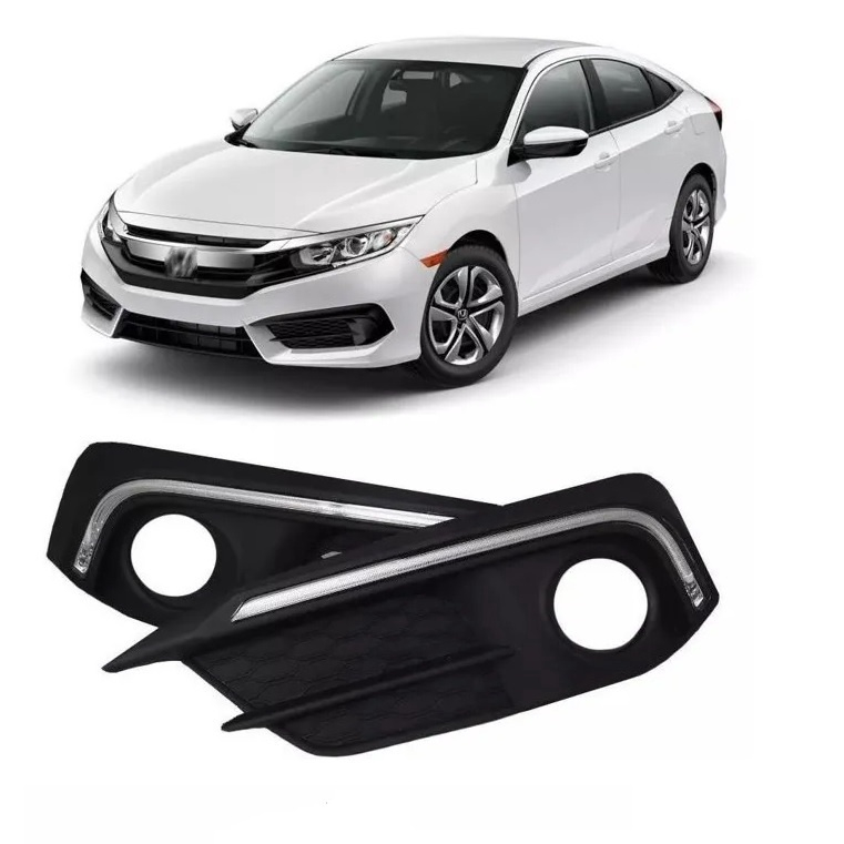 Kit Moldura Milha LED Drl Seta Honda Civic G10 2017 A 2019 Submarino