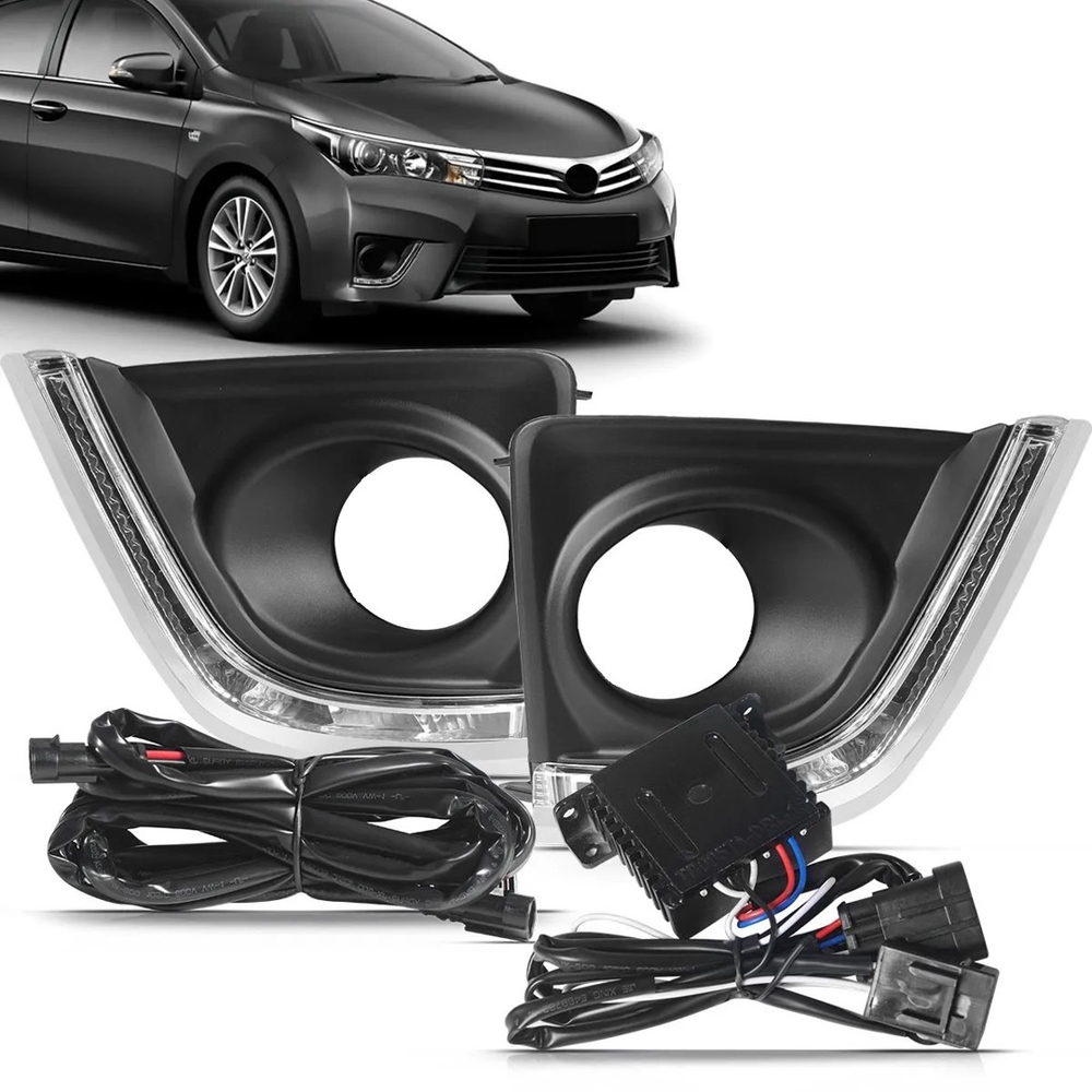 Kit Moldura Milha Led Drl Seta Toyota Corolla A Em Promo O