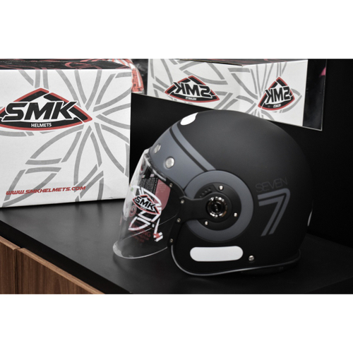 Capacete Smk Retro Custom Aberto Jet Seven Preto Cinza Em Promo O