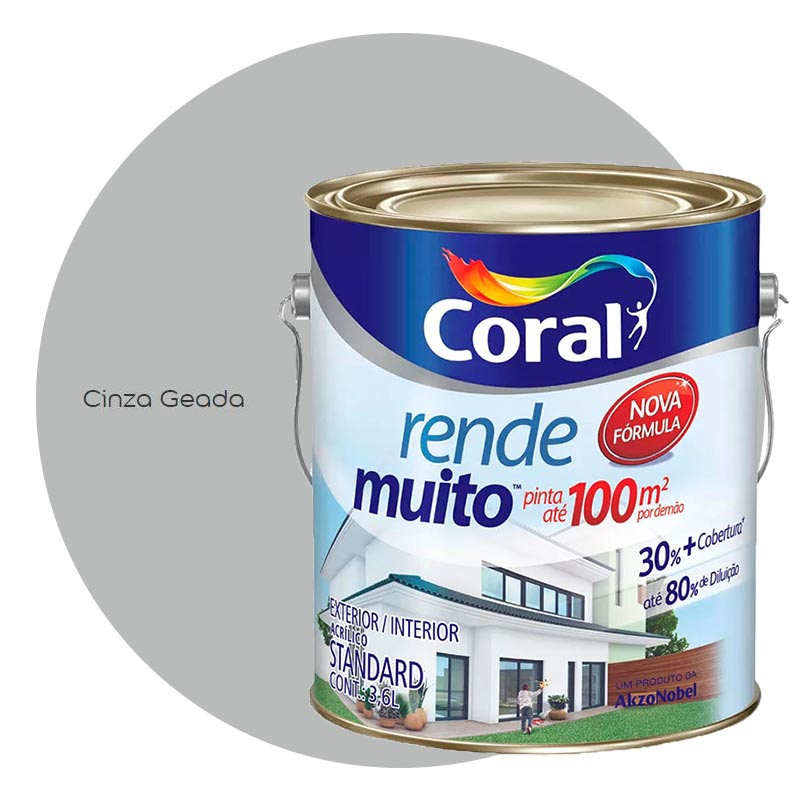 Tinta Rende Muito Coral Concentrada L Cinza Geada Em Promo O