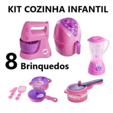 Kit Cozinha Infantil 8 Brinquedos Liquidificador Panelinhas Submarino