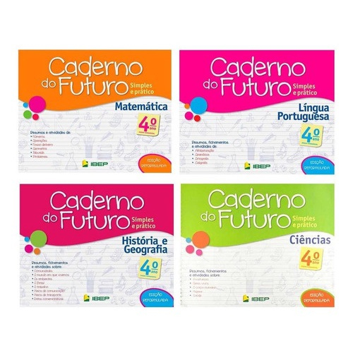 Kit Caderno Futuro Port Mat Cien Hist Geo Ano Aluno Em Promo O