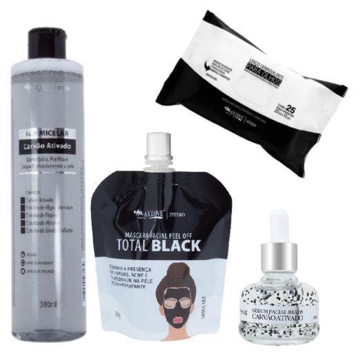 Kit Skin Care Cuidados da Pele Carvão Ativado Max Love Black Total Pell