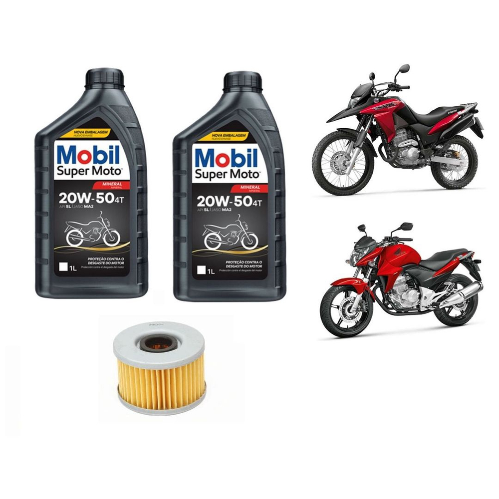 Kit Troca 2 Litros Óleo Mobil 4T 20w50 Mineral Filtro De Óleo Honda