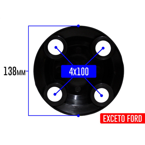 Kit Calotinhas Centro De Roda Miolo Furos X Preta Fiat Palio Roda