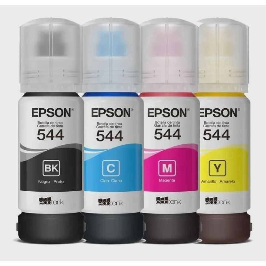 Kit Refil De Tinta Original Epson T544 L3110 L3150 Preto Ciano Magenta