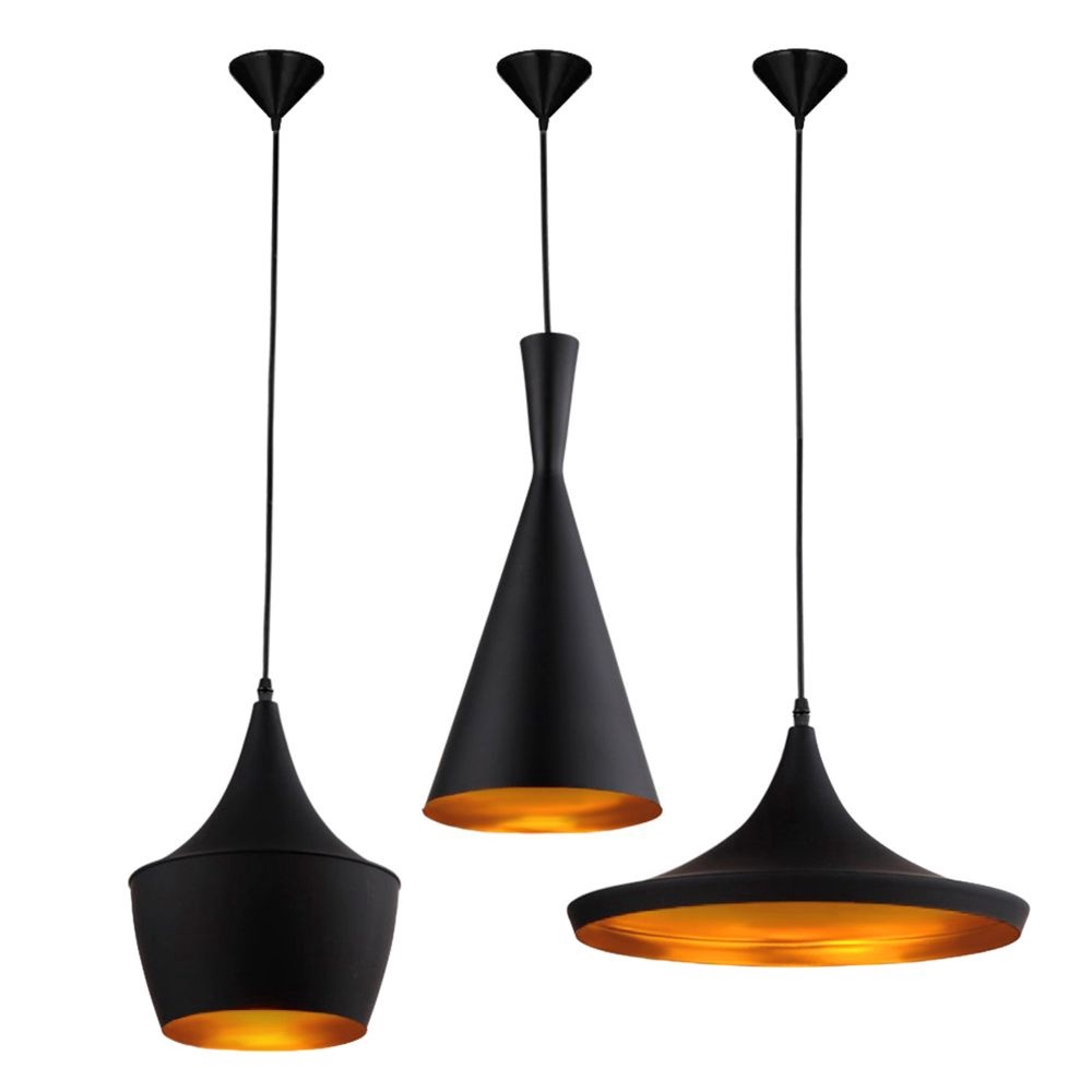 Kit 3 Pendente Tom Dixon Funil Balão e Chapéu Preto Preto