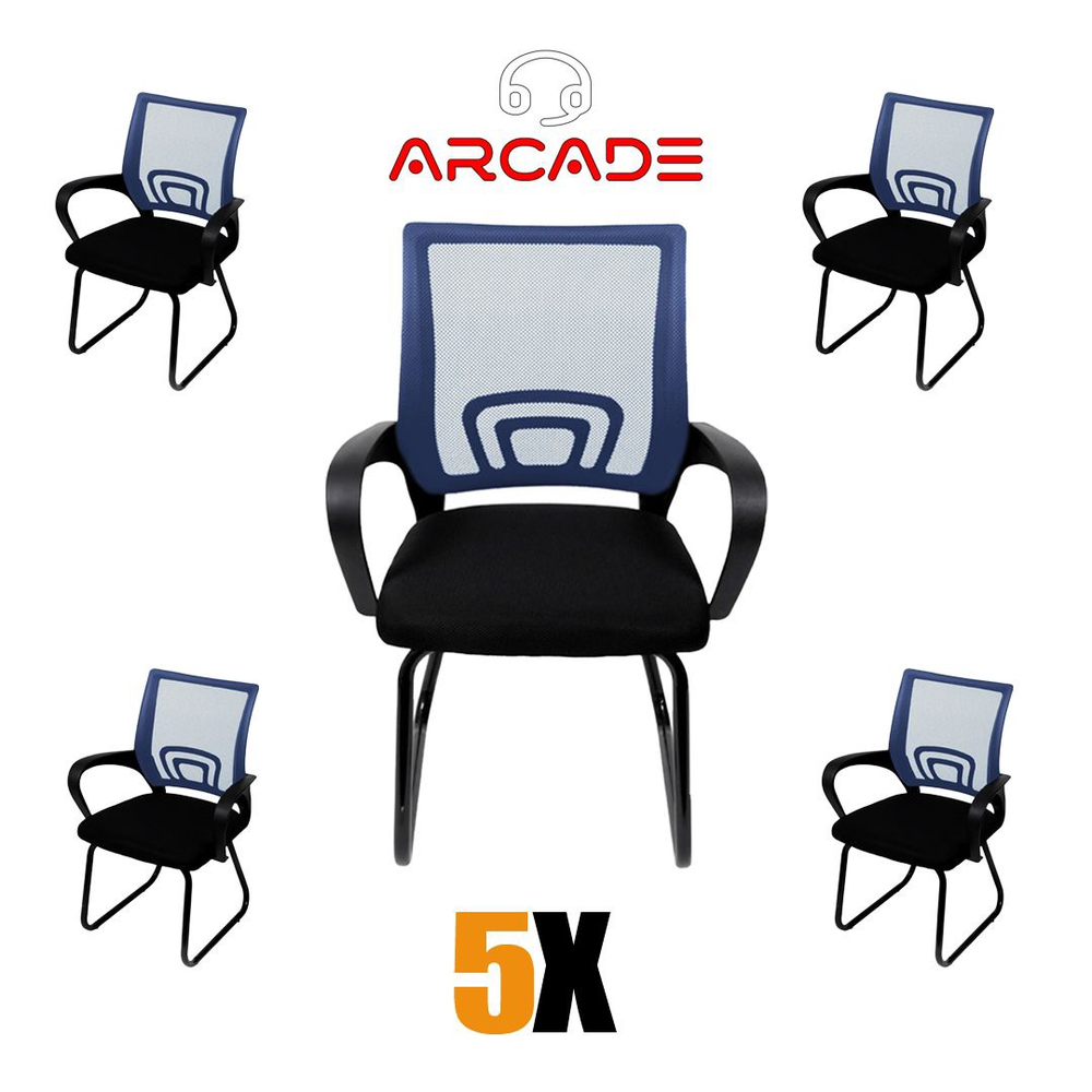 Kit Cadeira De Escrit Rio Interlocutor Base Fixa Arcade C