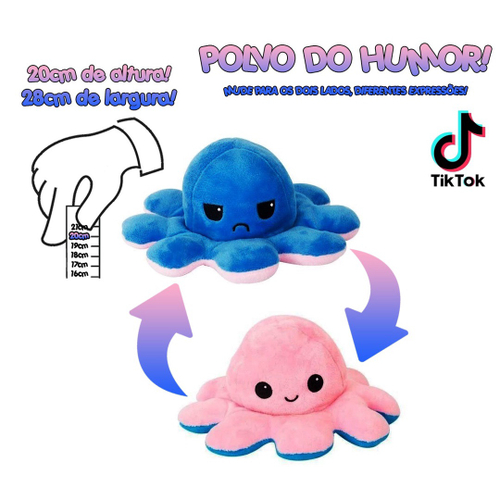 Kit 2 Polvo Reversível Bipolar Pelúcia Tik Tok 20cm em Promoção