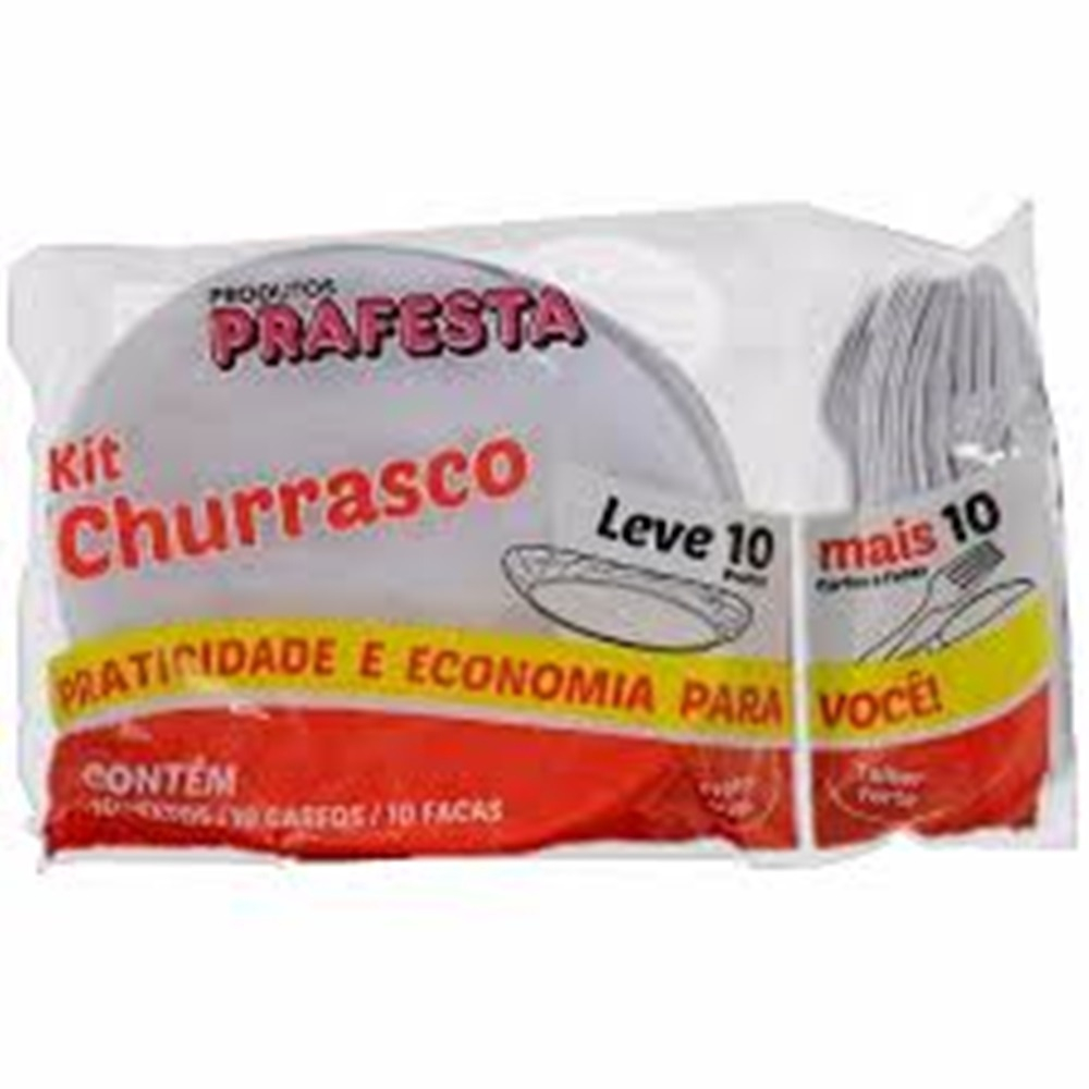 Kit Churrasco descartável pratos garfos e facas Prafesta no Shoptime