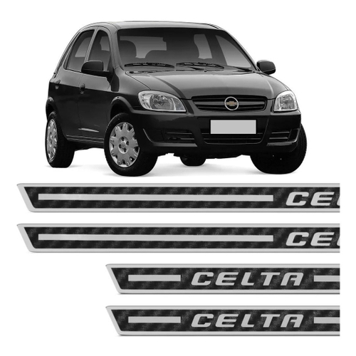 Jogo De Soleira Resinada Chevrolet Celta 2000 A 2015 Carbono Em