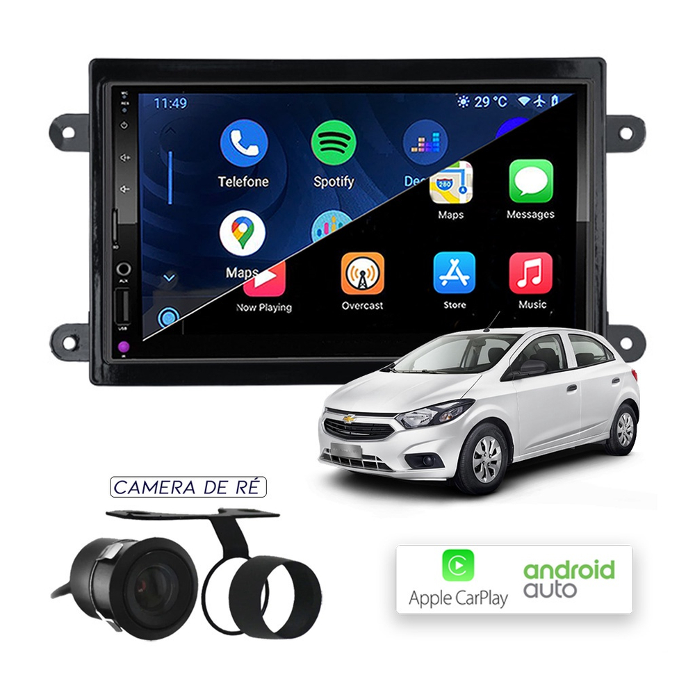 Multimídia MP10 CarPlay e Android Auto Onix 2012 a 2019 Submarino