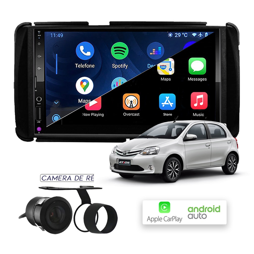 Multimídia MP10 CarPlay e Android Auto Etios 2012 a 2018 Submarino