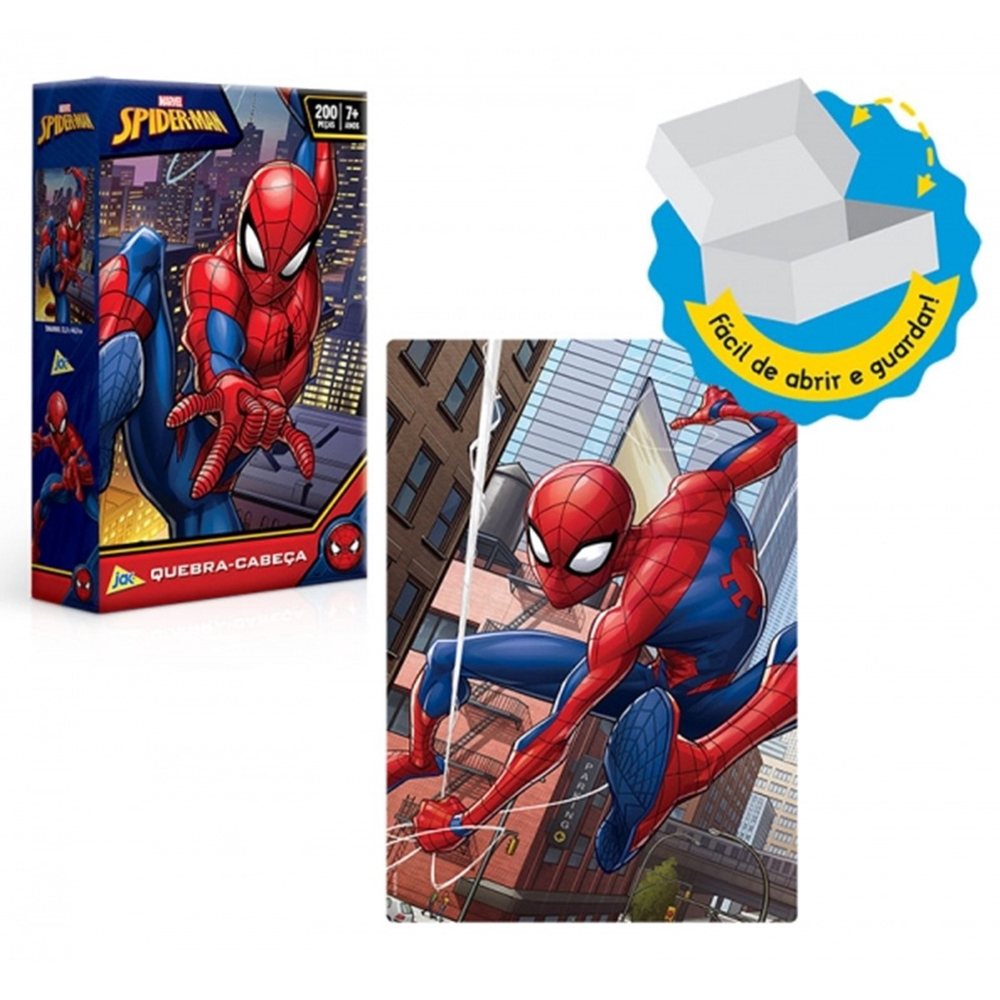 Brinquedo Quebra Cabeça Spider Man Homem Aranha 200pcs 7Anos Submarino