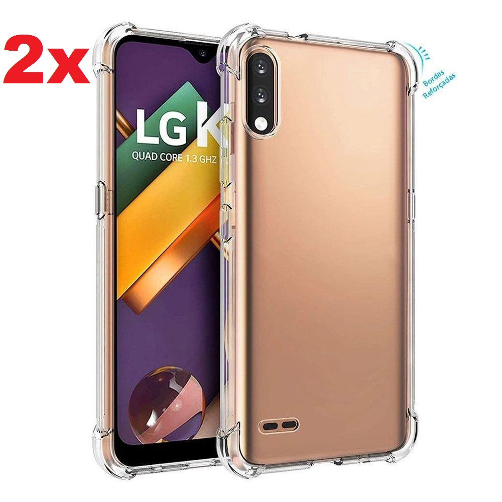 2x Capas Anti Shock Transparente Bordas Reforçadas para LG K22 em