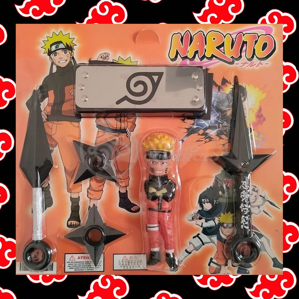 Kit Boneco Naruto Cm Shuriken Bandana Kunai Do Hokage