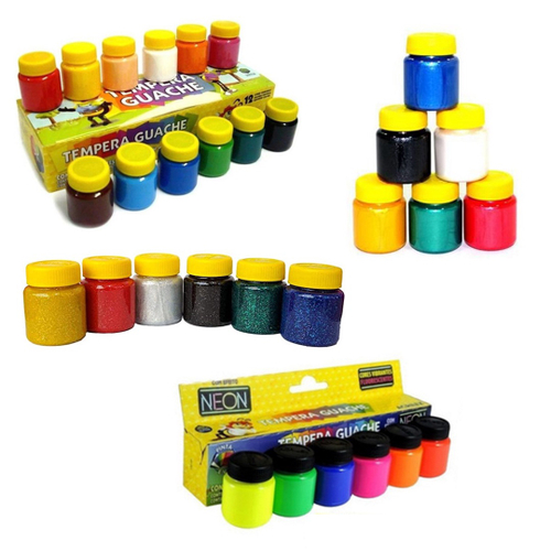 Kit Tinta Guache Tempera 30 Cores Diferentes Acrilex Escolar Infantil