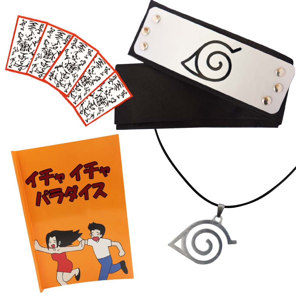 Kit Naruto C Bandana Aldeia Folha Colar Caderno Kakashi Submarino