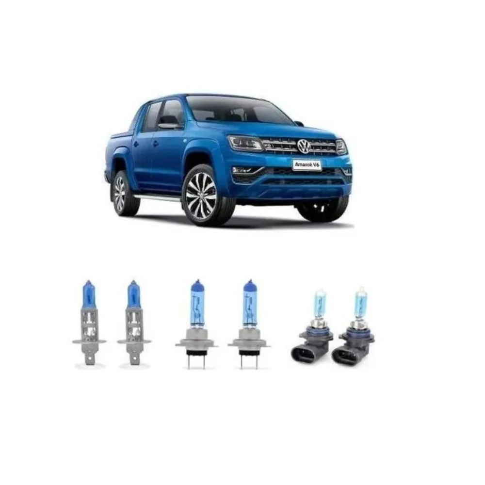 Kit Completo Lâmpada Super Branca Vw Amarok Farol Alto Milha Submarino