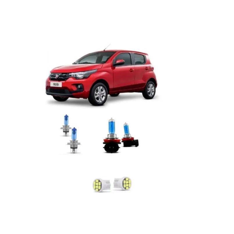 Kit Super Branca Farol Alto Baixo Milha Fiat Mobi Like No Shoptime