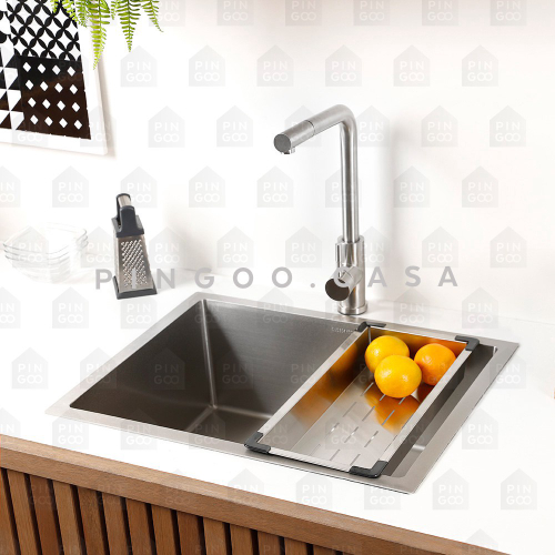 Cuba para cozinha gourmet pia aço inox acessórios Terena 58 cm