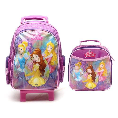 Kit Mala De Rodas G Lancheira Dermiwil Disney Princesas Roxo Em