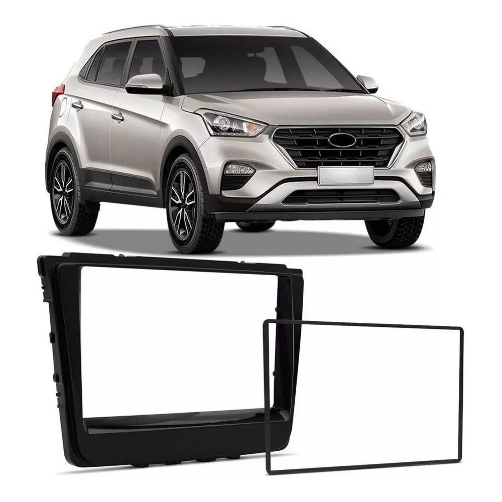 Moldura Painel 2DIN Multimidia MP5 Hyundai Creta Black Piano No Shoptime