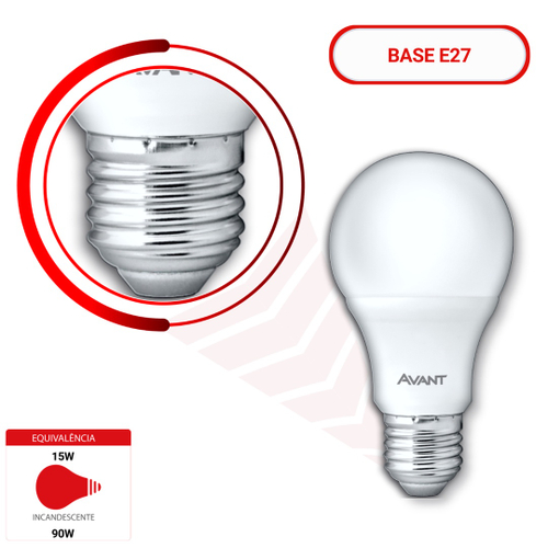 Kit 20 Lâmpada Led Bulbo E27 15w 6500K Bivolt Branco Frio Avant em