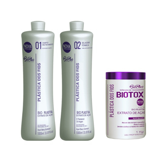 Kit Plástica dos Fios Bio Plus Selagem Térmica Btox 3 x 1L Submarino