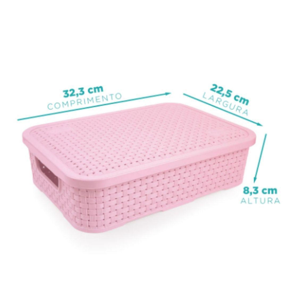 Cesto Rattan Tampa Baixo Rosa Baby Médio 260 Rb no Shoptime