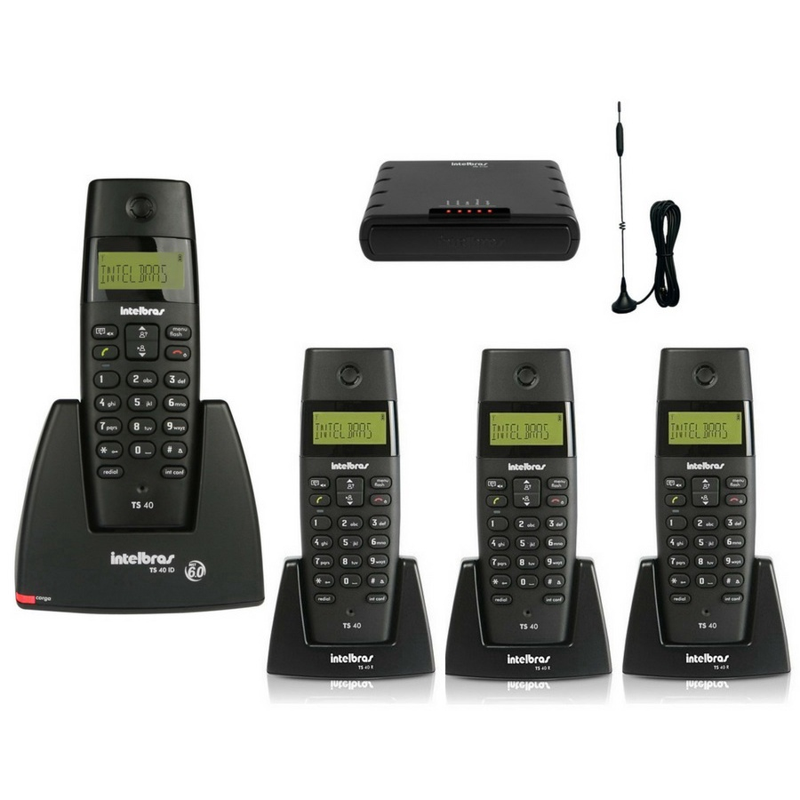 Kit Telefone Sem Fio TS 40 ID E 3 Ramal E ITC 4100 Intelbras Em