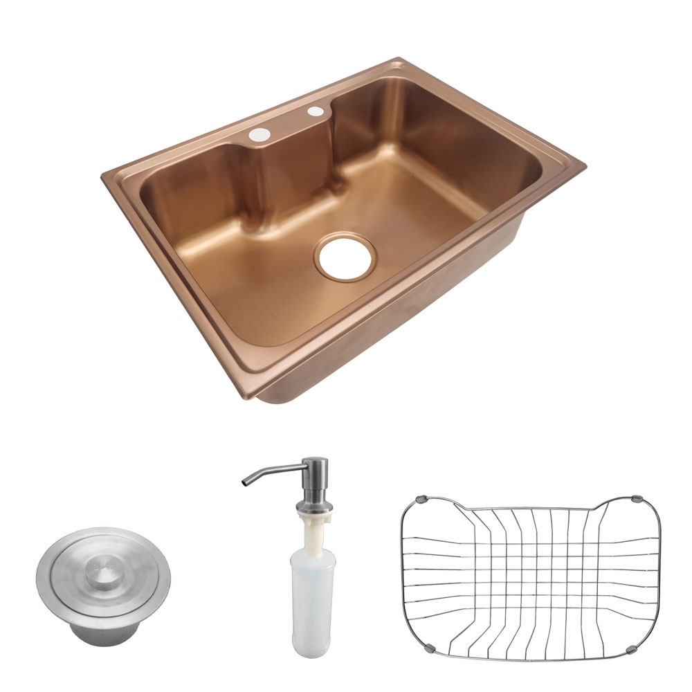 Cuba Pia Gourmet Luxo Prizi Lung Rose Aço Inox 201 42x60cm Kit Completo