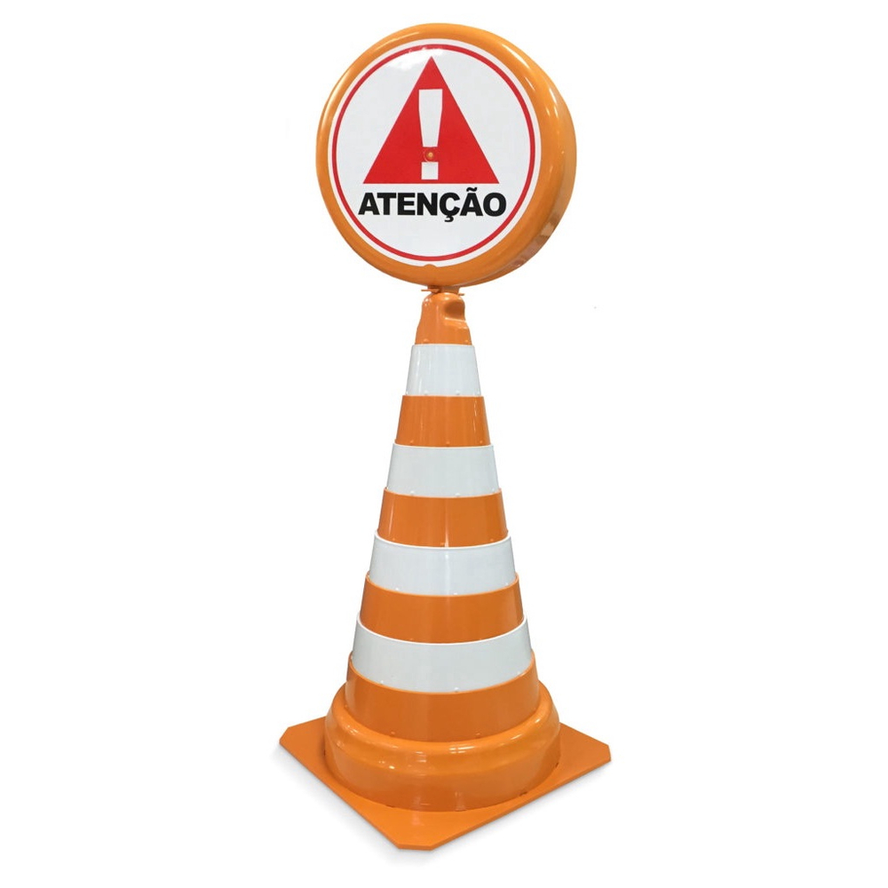 Cone Sinalizador Retrátil atenção Laranja e Branco 25576 Arqplast