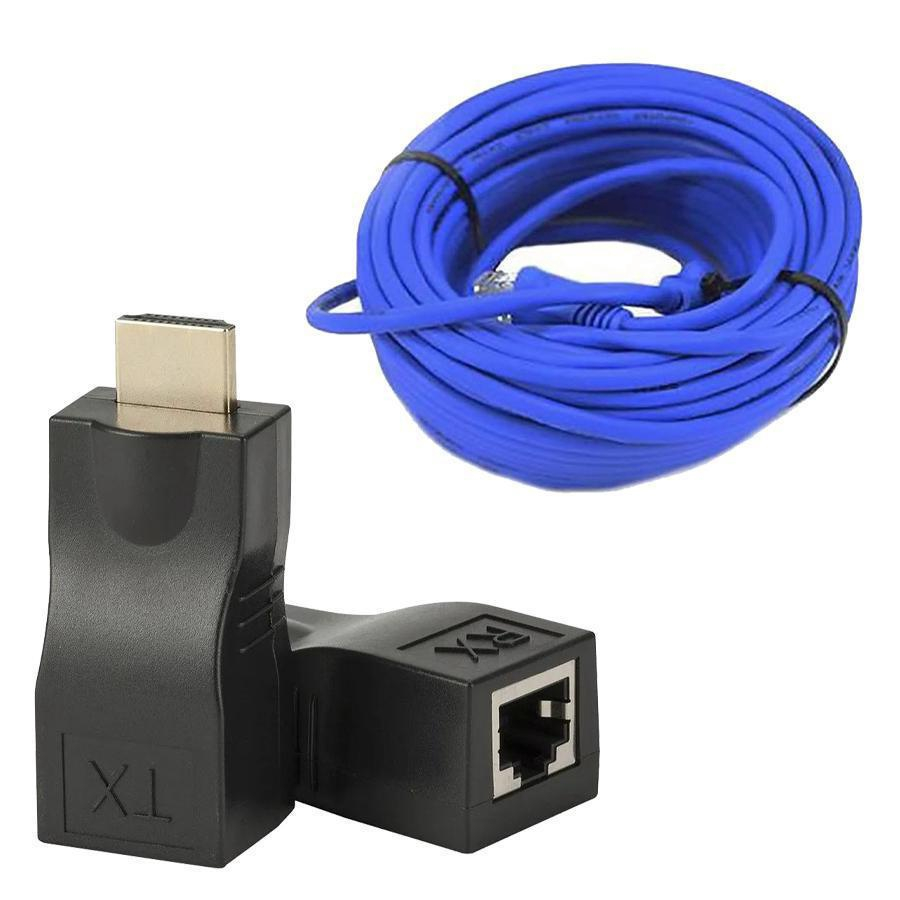 Kit Extensor Hdmi M Via Cabo Rj Cabo De Rede Metros Em