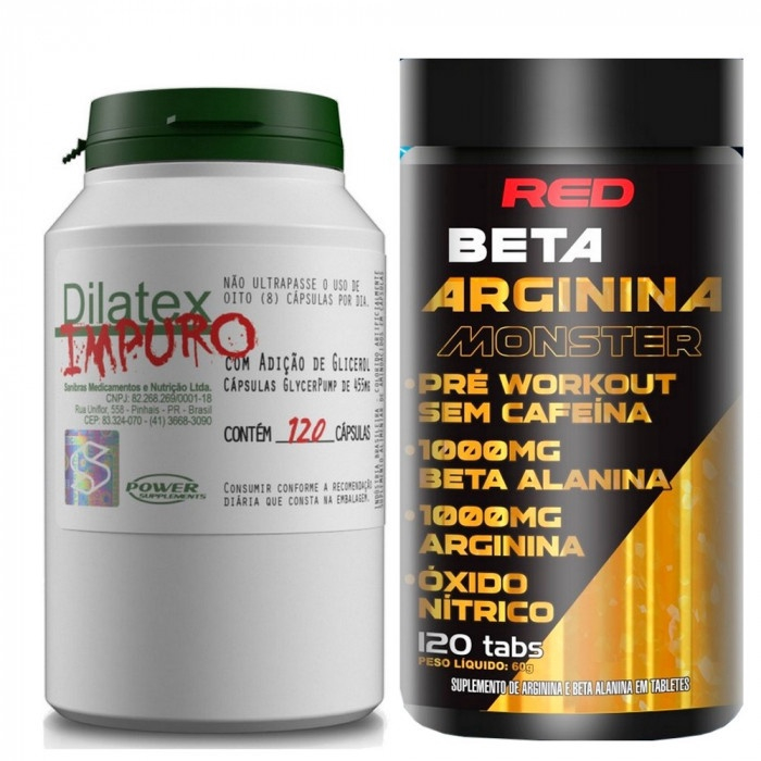 Kit Pre Treino Dilatex Impuro Glicerol 120caps Power Supplements