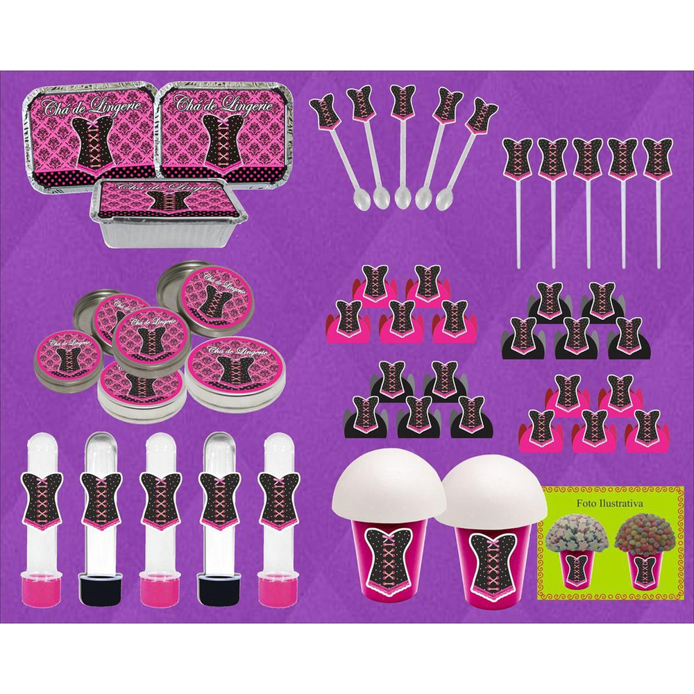 Kit Festa Ch De Lingerie Pink E Preto Pe As Pessoas Em