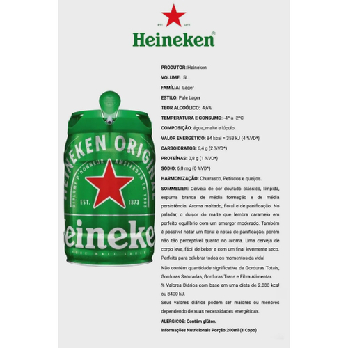 Cerveja Heineken Barril Litros No Shoptime