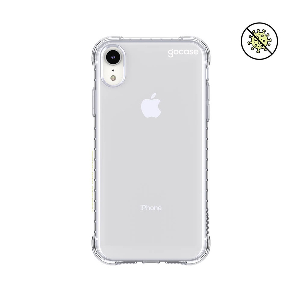 Capa Anti Impacto Slim Antiviral iPhone xr Clear Logo White em Promoção