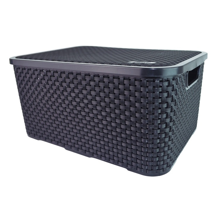 Kit 2 Caixas Organizadoras Rattan 20 L Preto Cesto Dutti Submarino