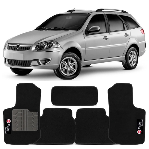 Tapete Fiat Palio Weekend A Bordado Carpete Preto Jogo