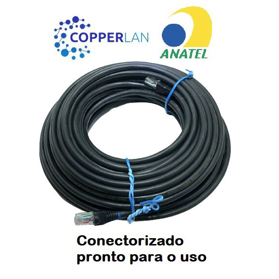 Cabo De Rede 20MT Lan Cat6 4Px23 Awg Dupla Capa Blindado Conectorizado