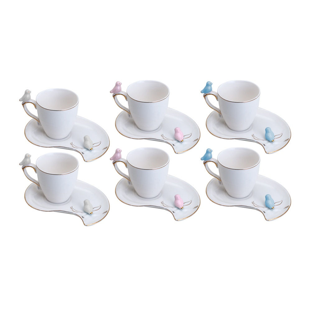 Conjunto 6 Xícaras De Café Pires Porcelana Wolff Birds no Shoptime