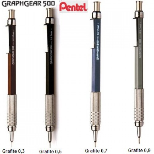 Kit C 4 Lapiseiras Graphgear 500 0 3 0 5 0 7 0 9mm Pentel Em