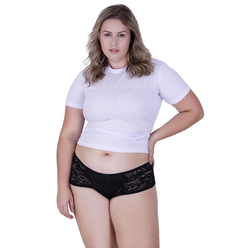 Calcinha Amor Plus Size Microfibra Concept Lingerie Preto No Shoptime