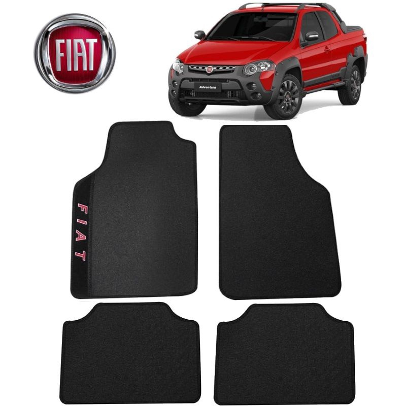 Tapete Carro Fiat Strada Preto Bordado No Shoptime