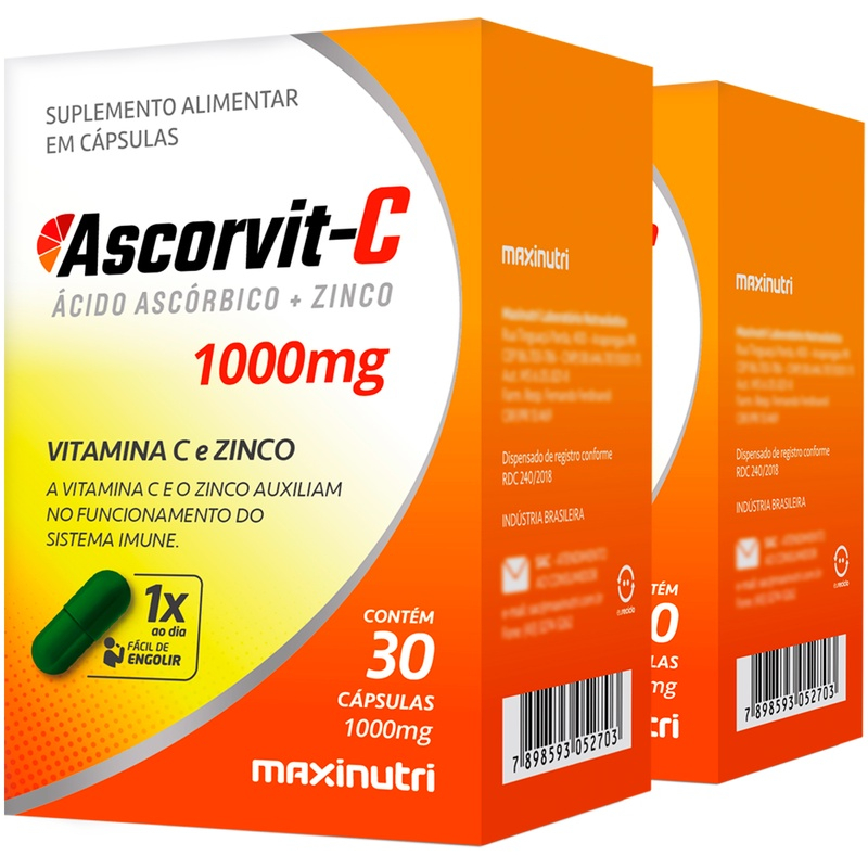 Kit Ascorvit C Vitamina C Mg Zinco C Psulas No Shoptime